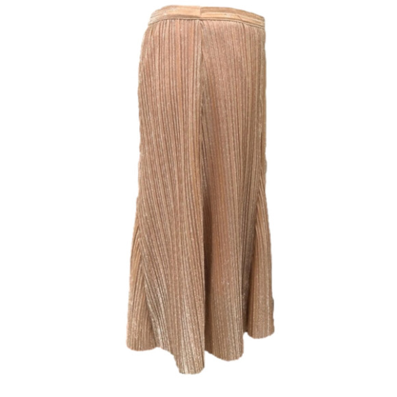 anthropologie Maeve Ambra Rose Gold Metallic Pleated Skirt M - Picture 5 of 15
